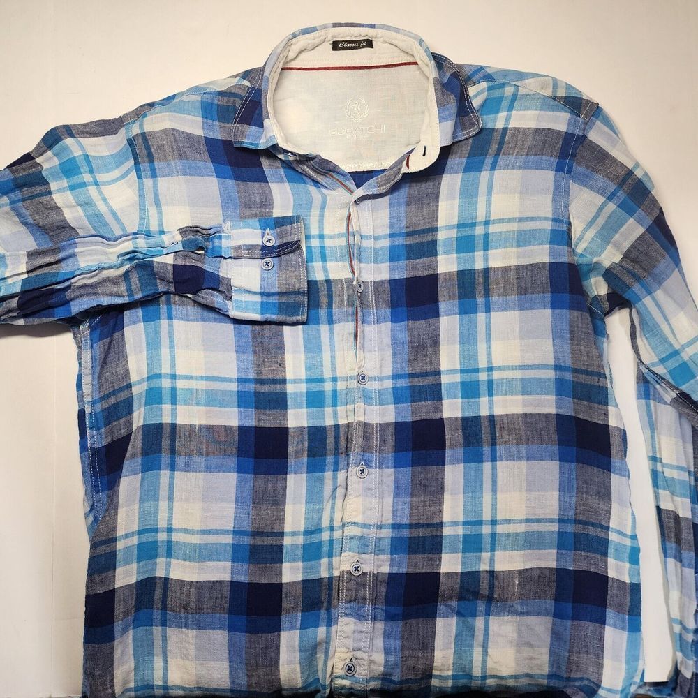 BUGATCHI LINEN LONG‎ SLEEVE BUTTON DOWN SIZE L